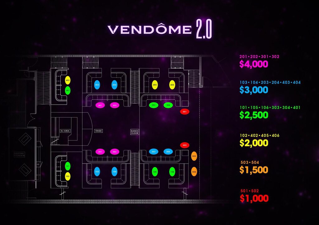 vendome miami table map