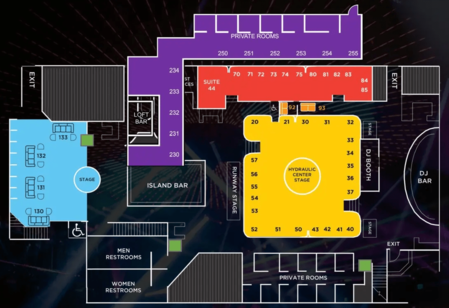 E11EVEN Miami tables map